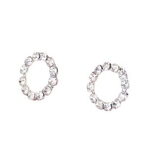 Silver and Rhinestone Round Hollow Middle Earrings